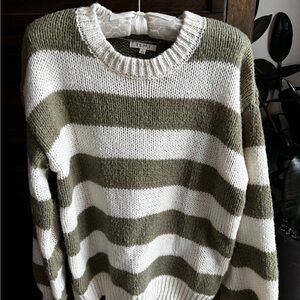 Z Supply Olive and Cream Striped Sweater